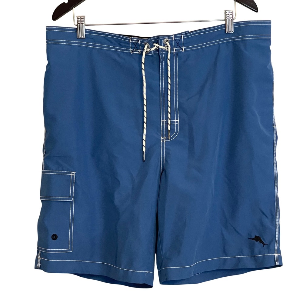 Tommy Bahama Relax Mens XL‎ Blue Board Shorts Swim Trunks Cargo Pocket Marlin